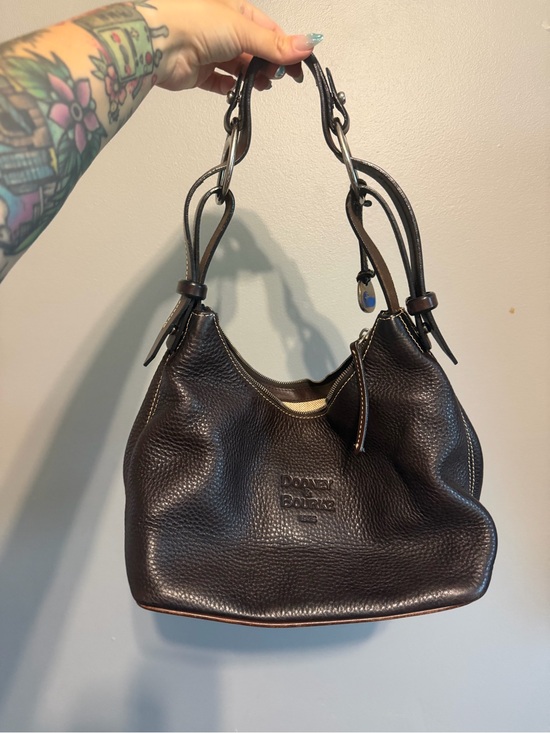 Dooney & Bourke Handbags - Dooney & Bourke Dark Brown Pebbled Leather Shoulder Bag